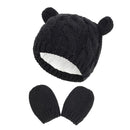New Baby Kids Girls Boys Winter Warm Knit Hat Ear Solid Warm Cute Glove 2pcs Lovely Beanie Cap 0-18M AExp
