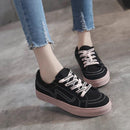 New Brand Women's Canvas Flat Shoes 2018 Fashion Lace Up Women Sneaker Woman Casual Comfortable Flats Footwear Tenis Feminino-black-5-JadeMoghul Inc.