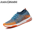 New Breathable Men Snickers / Slip On Fashion Footwear-Blue Orange-6.5-JadeMoghul Inc.