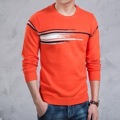 New British Style Slim Fit Sweater For Men-Orange-M-JadeMoghul Inc.