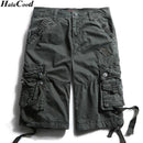 New Calf-Length Cargo Men Cotton Shorts / Multi-Pocket Solid Shorts-FHGS3233 Dark Gray-29-JadeMoghul Inc.