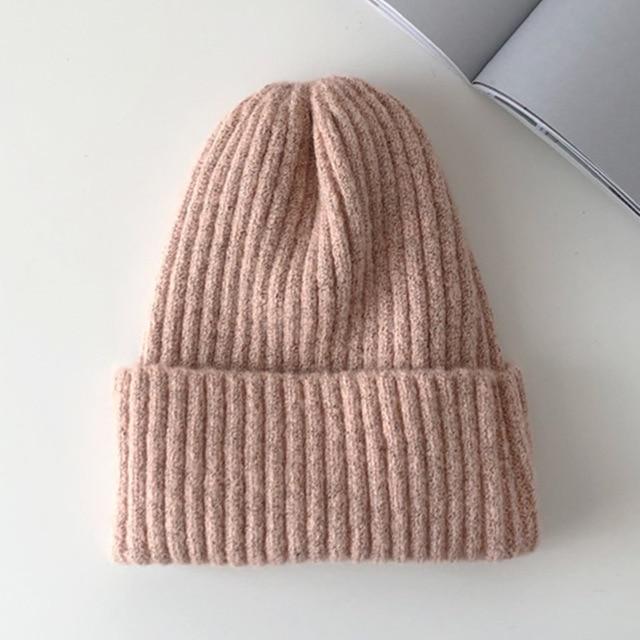 New Candy Colors Winter Hat Women Knitted Hat Warm Soft Trendy Hat Kpop Style Wool Beanie Elegant All-match Hat AExp