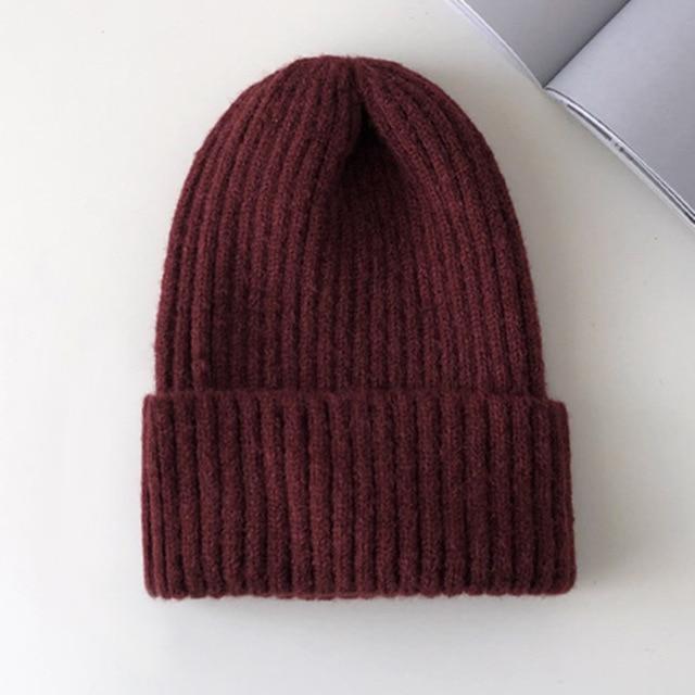 New Candy Colors Winter Hat Women Knitted Hat Warm Soft Trendy Hat Kpop Style Wool Beanie Elegant All-match Hat AExp