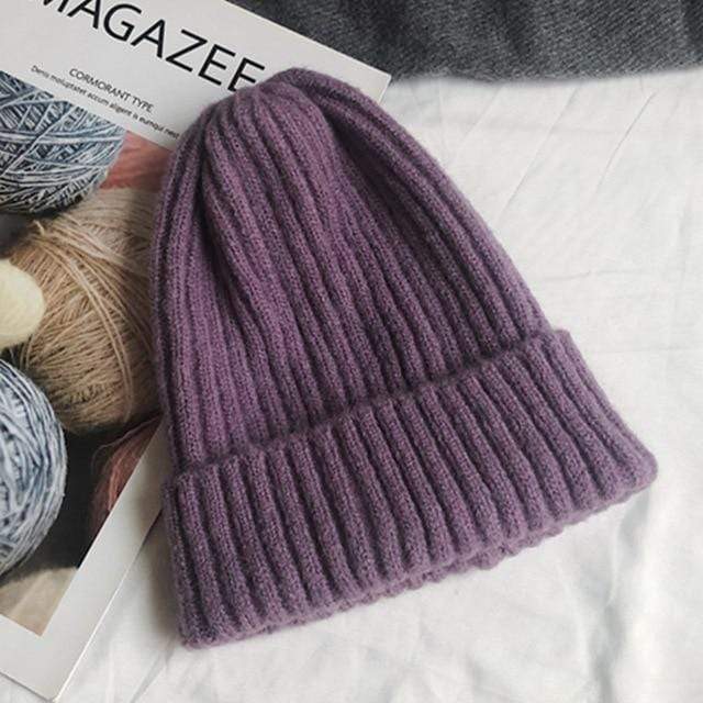New Candy Colors Winter Hat Women Knitted Hat Warm Soft Trendy Hat Kpop Style Wool Beanie Elegant All-match Hat AExp