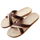 New Canvas Linen Non-Slip Designer Flat Sandals / Home Slippers-BROWN-7.5-JadeMoghul Inc.