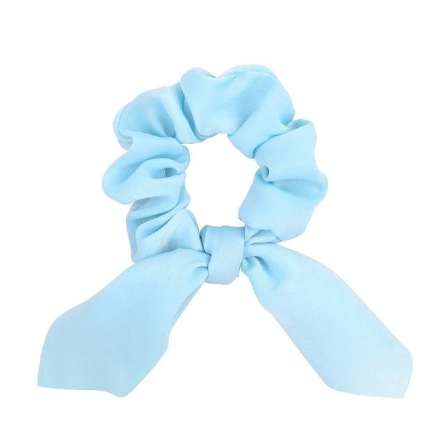 New Chiffon Bowknot Elastic Hair Bands For Women Girls Solid Color Scrunchies Headband Hair Ties Ponytail Holder Hair Accessorie AExp