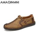 New Comfortable Casual Shoes Loafers Men Shoes Quality Split Leather Shoes Men Flats Hot Sale Moccasins Shoes-Khaki01-6.5-JadeMoghul Inc.