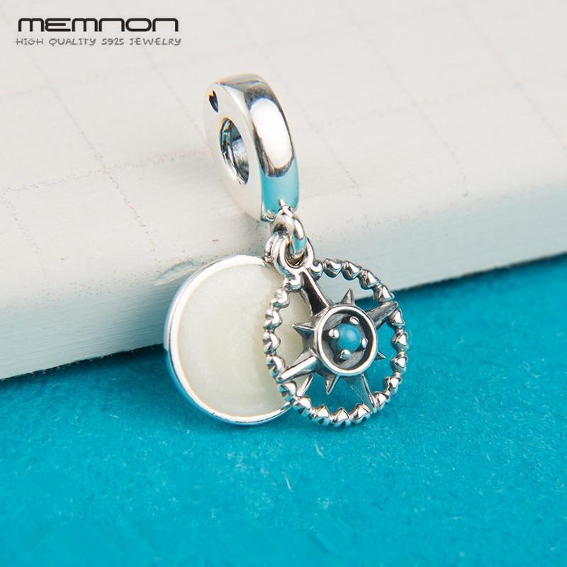 New Compass Rose Dangle Charms 925 sterling Silver Enamel pendant charm fit Bracelet Necklace DIY for women Memnon Jewelry DA273--JadeMoghul Inc.