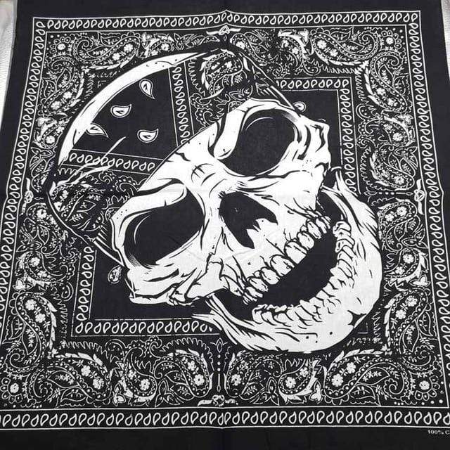 New Design Fashion Hip Hop 100% Cotton Skull Bandana Square Scarf Black Paisley Bicycle Headband For Women/Men/Boys/Girls AExp
