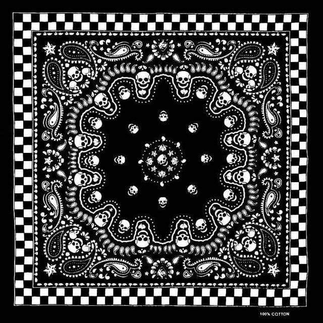 New Design Fashion Hip Hop 100% Cotton Skull Bandana Square Scarf Black Paisley Bicycle Headband For Women/Men/Boys/Girls AExp