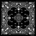 New Design Fashion Hip Hop 100% Cotton Skull Bandana Square Scarf Black Paisley Bicycle Headband For Women/Men/Boys/Girls AExp
