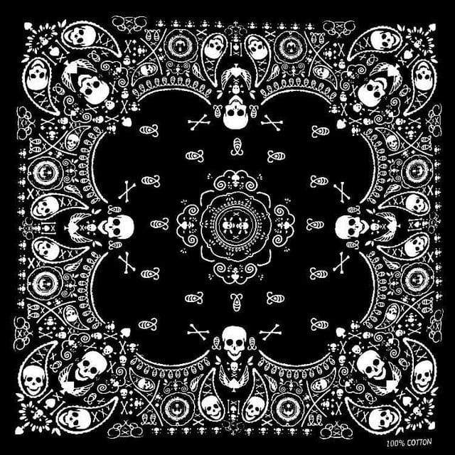 New Design Fashion Hip Hop 100% Cotton Skull Bandana Square Scarf Black Paisley Bicycle Headband For Women/Men/Boys/Girls AExp