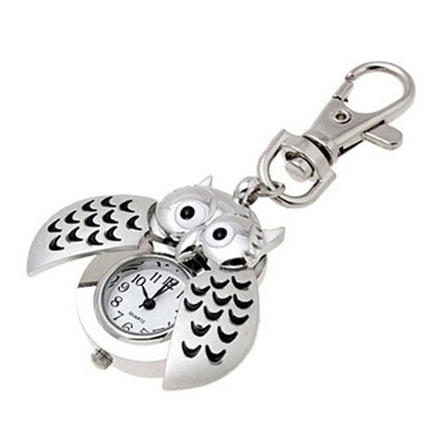 New Design Women Mini Metal Key Ring Owl Double Open Quartz Watch-watch box-JadeMoghul Inc.