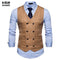 New Double Breasted Men Vest - Slim Fit Sleeveless Waistcoat-Khaki-S-JadeMoghul Inc.