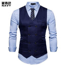 New Double Breasted Men Vest - Slim Fit Sleeveless Waistcoat-Navy-S-JadeMoghul Inc.