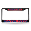 Cadillac License Plate Frame New England Patriots Black Laser Chrome Frame