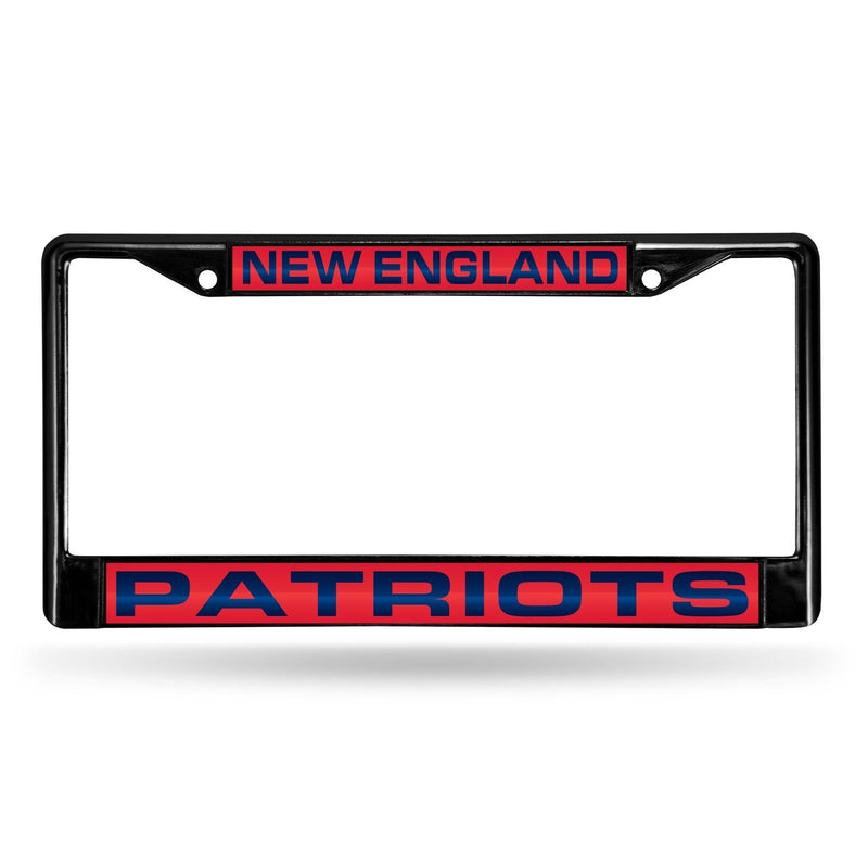 Cadillac License Plate Frame New England Patriots Black Laser Chrome Frame