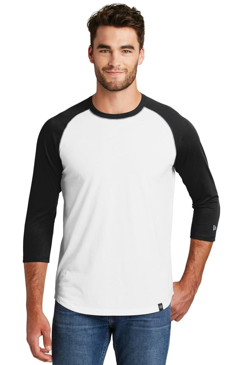 New Era Heritage Blend3/4-Sleeve Baseball Raglan Tee. NEA104-T-shirts-Black/ White-4XL-JadeMoghul Inc.