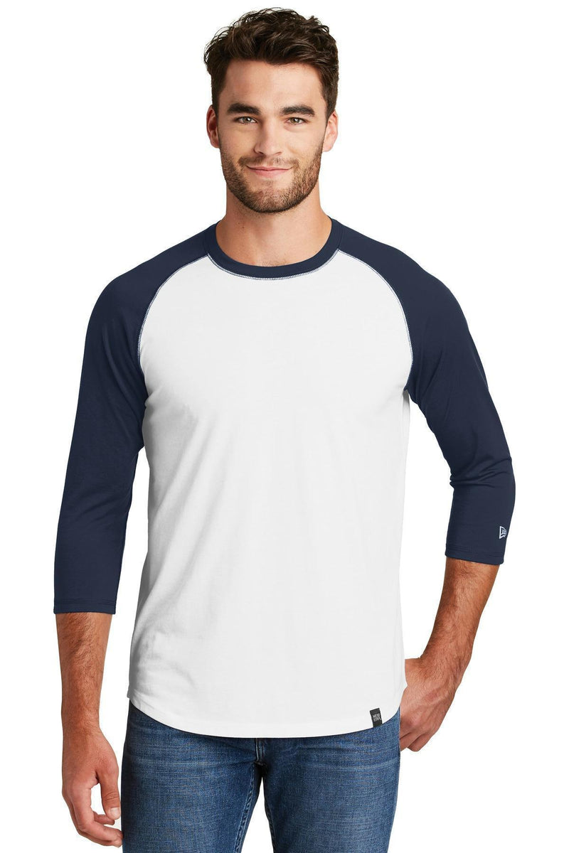 New Era Heritage Blend3/4-Sleeve Baseball Raglan Tee. NEA104-T-shirts-True Navy/ White-4XL-JadeMoghul Inc.