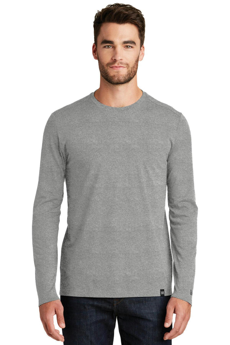 New Era Heritage BlendLong Sleeve Crew Tee. NEA102-T-shirts-Shadow Grey Heather-4XL-JadeMoghul Inc.
