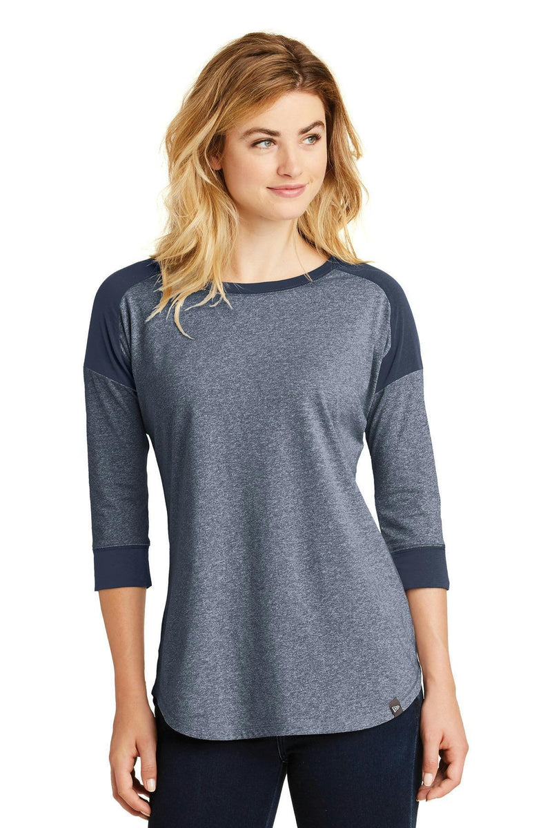 New Era Ladies Heritage Blend3/4-Sleeve Baseball Raglan Tee. LNEA104-T-shirts-True Navy/True Navy Twist-4XL-JadeMoghul Inc.