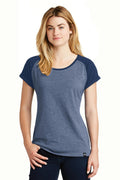 New Era Ladies Heritage BlendVarsity Tee. LNEA107-T-shirts-Dark Royal/ Dark Royal Twist-4XL-JadeMoghul Inc.