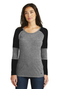 New Era Ladies Tri-BlendPerformance Baseball Tee. LNEA132-Ladies-Black Solid/ Shadow Grey-3XL-JadeMoghul Inc.