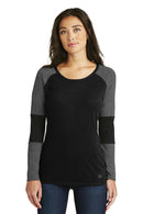 New Era Ladies Tri-BlendPerformance Baseball Tee. LNEA132-Ladies-Dark Graphite/ Black Solid-4XL-JadeMoghul Inc.