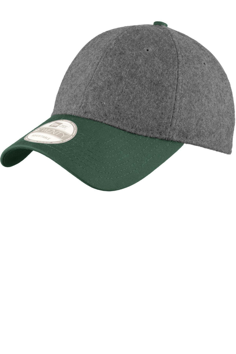 New Era Melton Wool Heather Cap. NE206-Caps-Graphite Heather/ Dark Green-OSFA-JadeMoghul Inc.