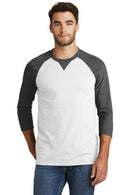 New Era Sueded Cotton 3/4-Sleeve Baseball Raglan Tee. NEA121-T-shirts-Black Heather/ White-2XL-JadeMoghul Inc.