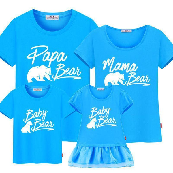 New Family Look T Shirts 2017 new Summer Family Matching Clothes Father Mother Kids cotton mom and daughter dress son Leisure-Day blue-2T girl dress 90cm-JadeMoghul Inc.