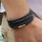 New Fashion 5 layer Leather Bracelets & charm Bangle Handmade Round Rope Turn Buckle Bracelet For Women Men Low Price Wholesale-Black-JadeMoghul Inc.