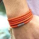 New Fashion 5 layer Leather Bracelets & charm Bangle Handmade Round Rope Turn Buckle Bracelet For Women Men Low Price Wholesale-Orange-JadeMoghul Inc.