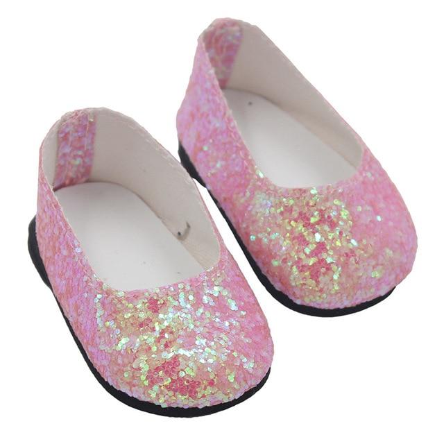 New Fashion Baby Sequins Doll Shoes 7cm Manual Shoes Lovely 43cm Dolls Baby New Born and 18 inches American Doll Free Shipping JadeMoghul Inc. 