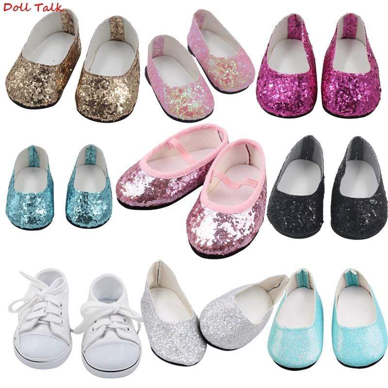 New Fashion Baby Sequins Doll Shoes 7cm Manual Shoes Lovely 43cm Dolls Baby New Born and 18 inches American Doll Free Shipping JadeMoghul Inc. 