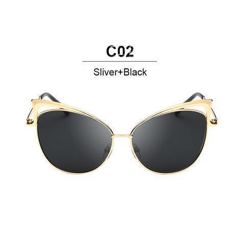 New Fashion Cat Eye luxury Sunglasses 2017 Women Brand Designer Twin-Beam Mirror Men Sun Glasses Vintage Female oculos de sol-silverblack-JadeMoghul Inc.