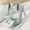 New Fashion Delicate Sweet Bowknot High Heel Shoes Side Hollow Pointed Women Pumps-Sky-Blue-34-JadeMoghul Inc.