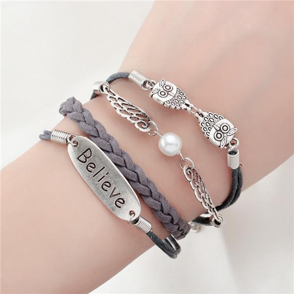 new fashion jewelry infinite double leather multilayer Charm bracelet factory price for woman jewelry wholesale-14-JadeMoghul Inc.