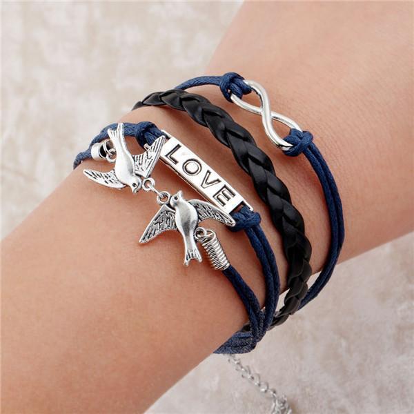 new fashion jewelry infinite double leather multilayer Charm bracelet factory price for woman jewelry wholesale-17-JadeMoghul Inc.