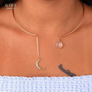 New fashion jewelry stone moon with crystal torques necklace gift for women girl N2057--JadeMoghul Inc.