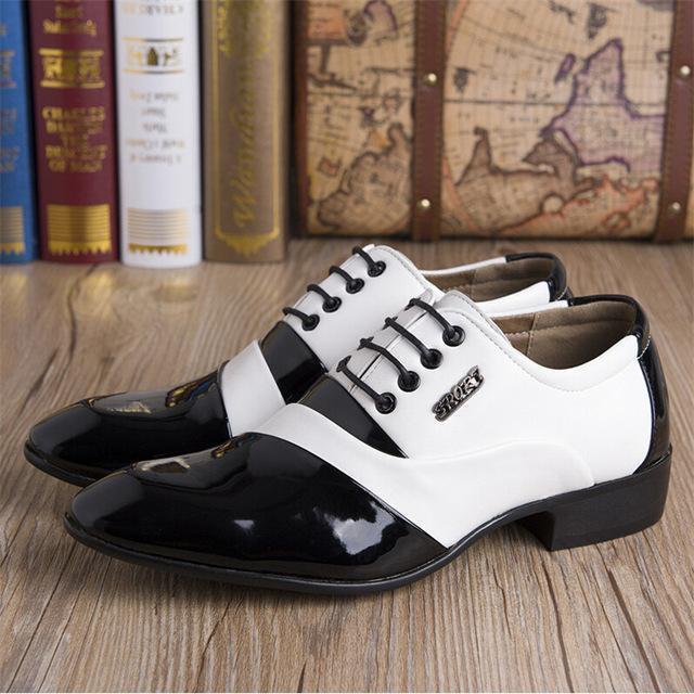 New Fashion Men's Lace-Up Oxfords Dress Shoes Mens PU Leather Business Office Wedding Flats Man Casual Party Driving Shoes-3-6-JadeMoghul Inc.