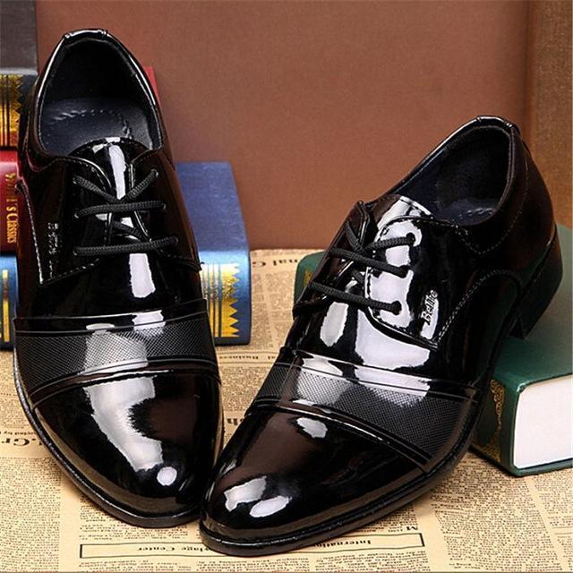 New Fashion Men's Lace-Up Oxfords Dress Shoes Mens PU Leather Business Office Wedding Flats Man Casual Party Driving Shoes-4-6-JadeMoghul Inc.