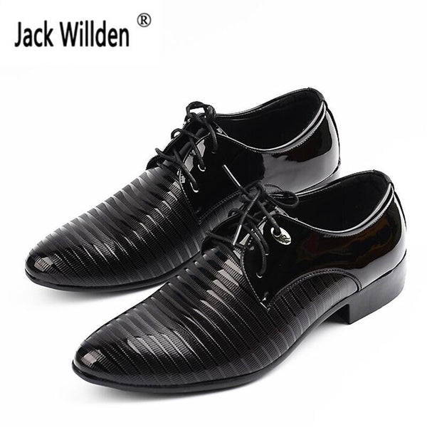 New Fashion Men's Lace-Up Oxfords Dress Shoes Mens PU Leather Business Office Wedding Flats Man Casual Party Driving Shoes-6-6-JadeMoghul Inc.