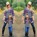 New Fashion Mother And Daughter Clothes Striped Flower Patchwork Family Look Long-sleeve Mommy and Me Clothes Family T-shirt-12M-JadeMoghul Inc.