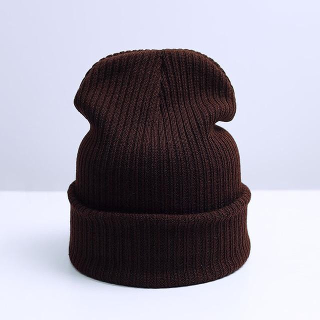 New Fashion Winter Hat Women Man Hat Skullies Beanies Unisex Warm Hat Knitted Cap Hats For Men Beanies Simple Warm Cap Soft Cap-I Brown-JadeMoghul Inc.