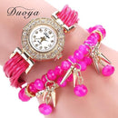 New Fashion Women Dress Watch - Pearl Crystal Stone Ladies Bracelet Watch-Rose Red-JadeMoghul Inc.