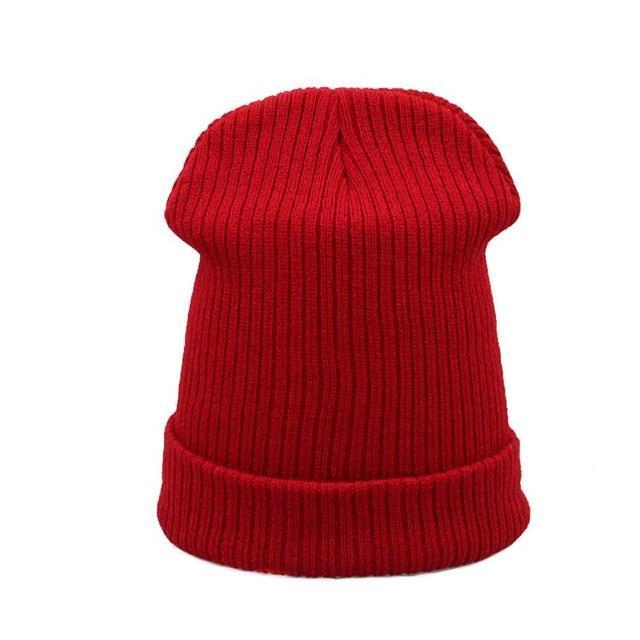 New Fashion Women Men Knitting Beanie Hip-Hop autumn Winter Warm Caps-Red-JadeMoghul Inc.