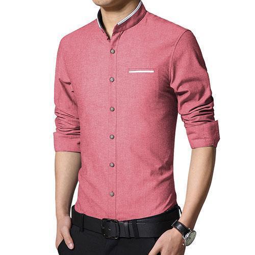 Mavezzano Modern Slim-Fit Long Sleeve Red Dress Shirt main image 0