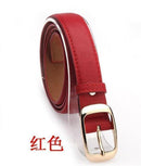 New Fashionable Women Designer Leather Belt With Metal Buckle-Red-JadeMoghul Inc.