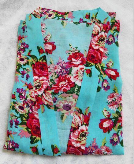 New Floral Robe For Women - Bridal Kimono Robe-sky blue-L/XL-JadeMoghul Inc.